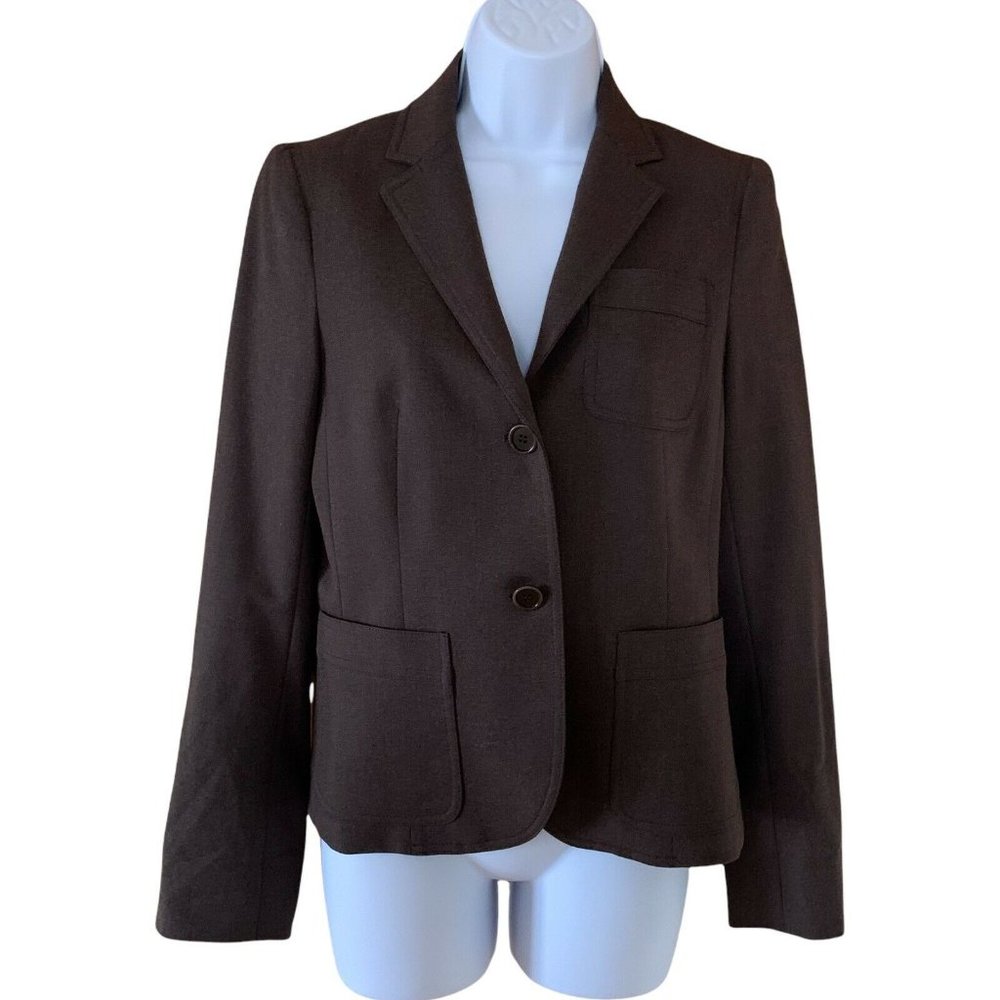 Theory Single Breasted Blazer Double Button Closure Brown Color Size 6 Women's